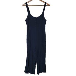 Madewell Button-Front Wide-Leg Jumpsuit Womens Size 8 Deep Navy Sleeveless